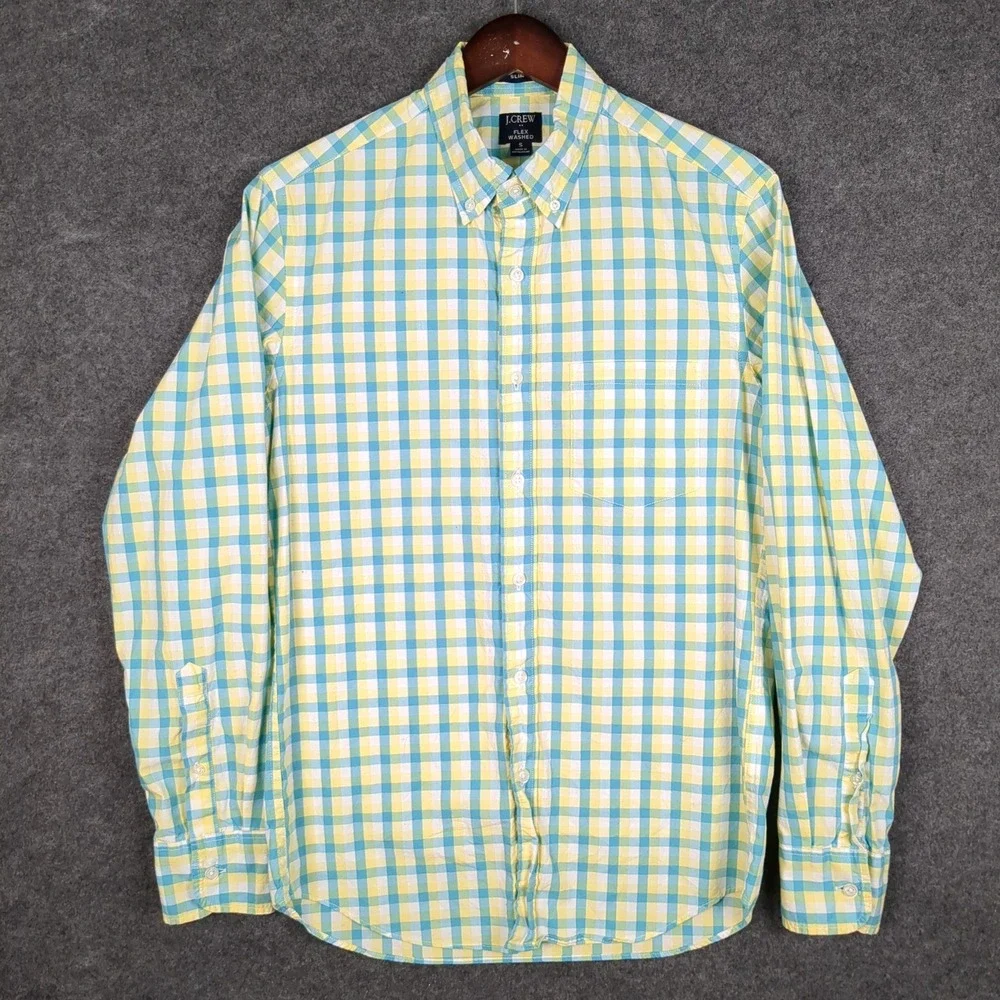J. Crew Slim Fit Flex Washed Gingham Button Down Shirt Men's Size‎ S